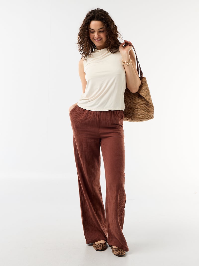Sleeveless Top with Draped Neckline White - Kiabi