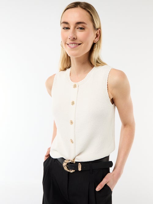 Sleeveless Top with Gold Buttons - Kiabi