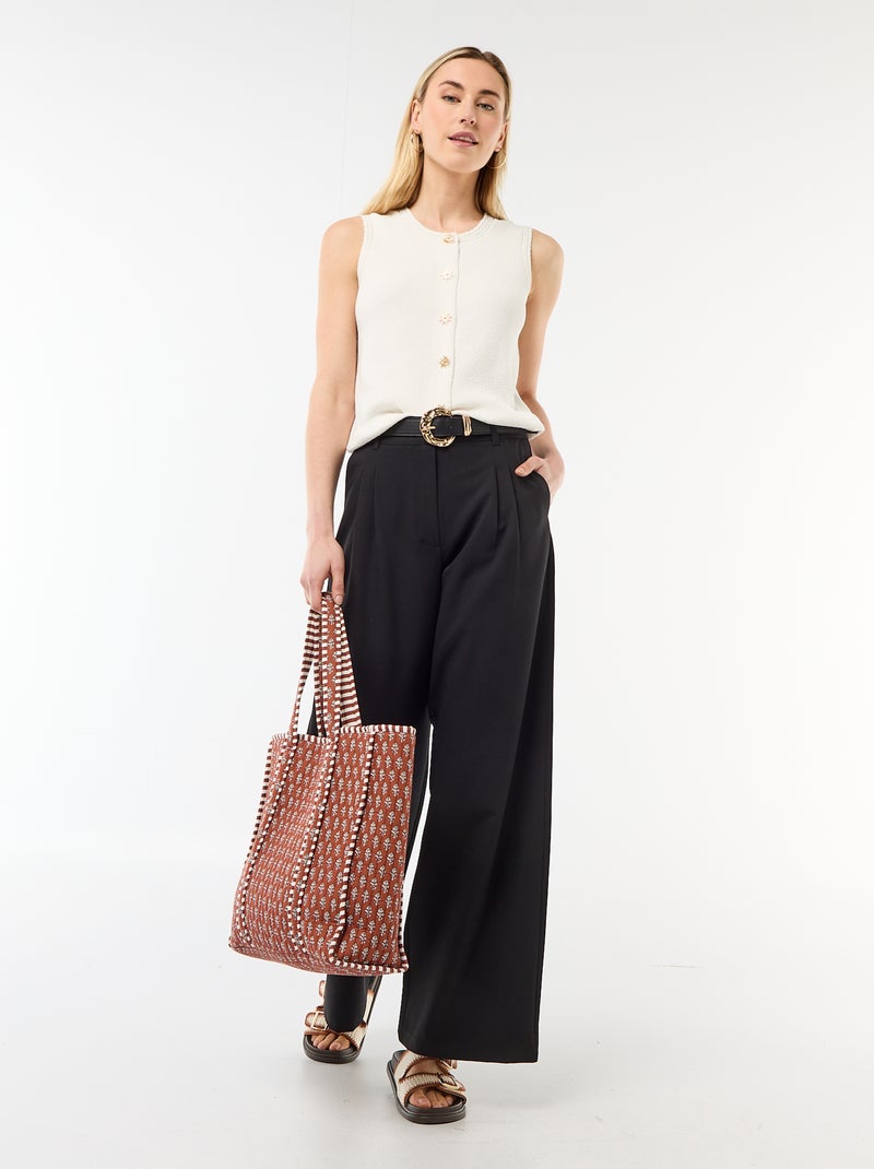 Sleeveless Top with Gold Buttons Beige - Kiabi