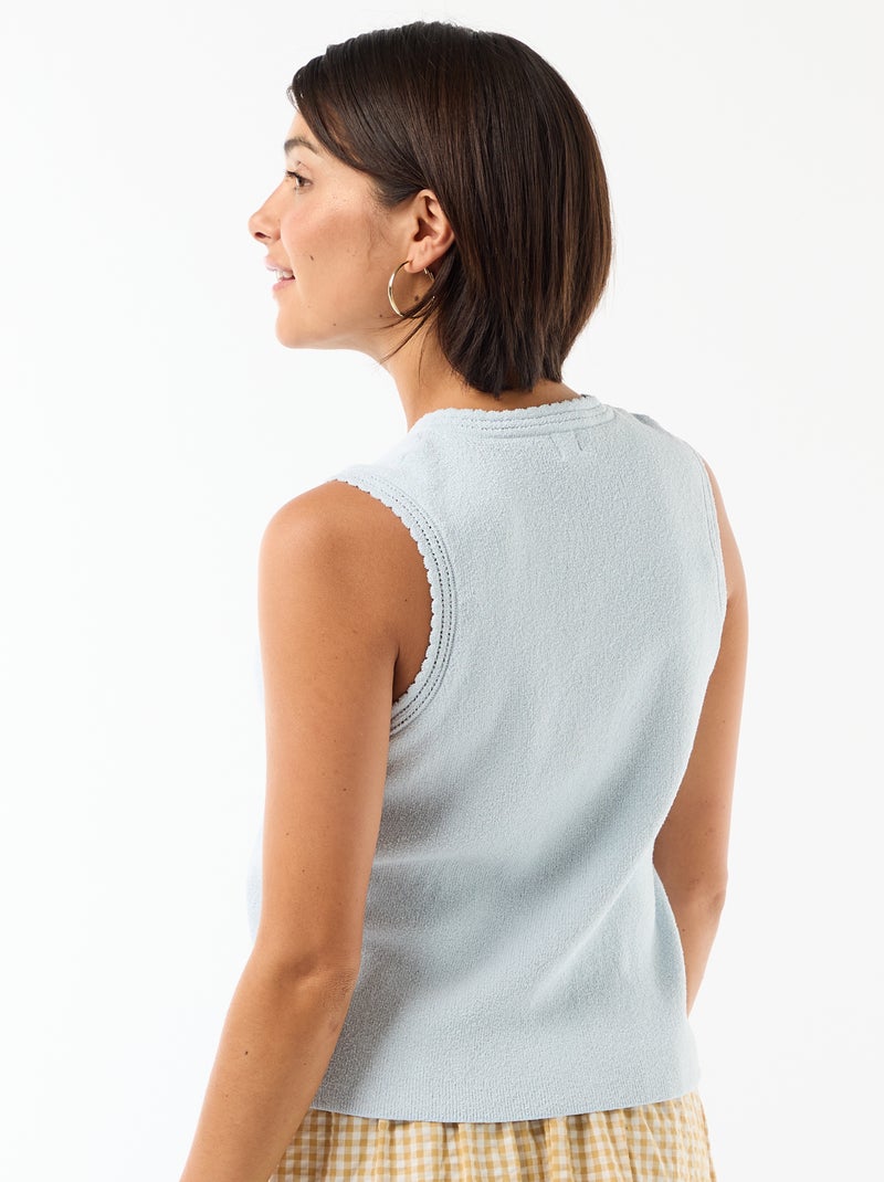 Sleeveless Top with Gold Buttons Blue - Kiabi