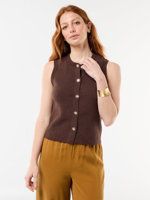 Sleeveless Top with Gold Buttons - Kiabi