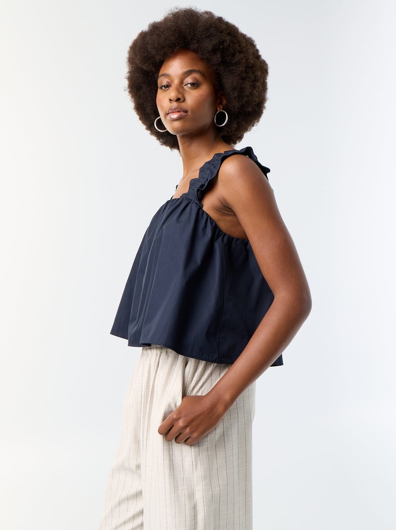 Sleeveless Top with Ruffled Straps Blue - Kiabi