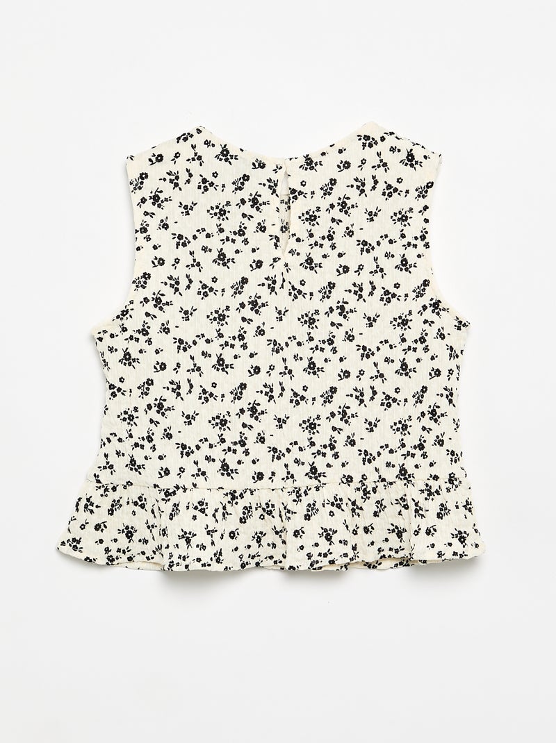 Sleeveless Waffle Blouse Beige - Kiabi
