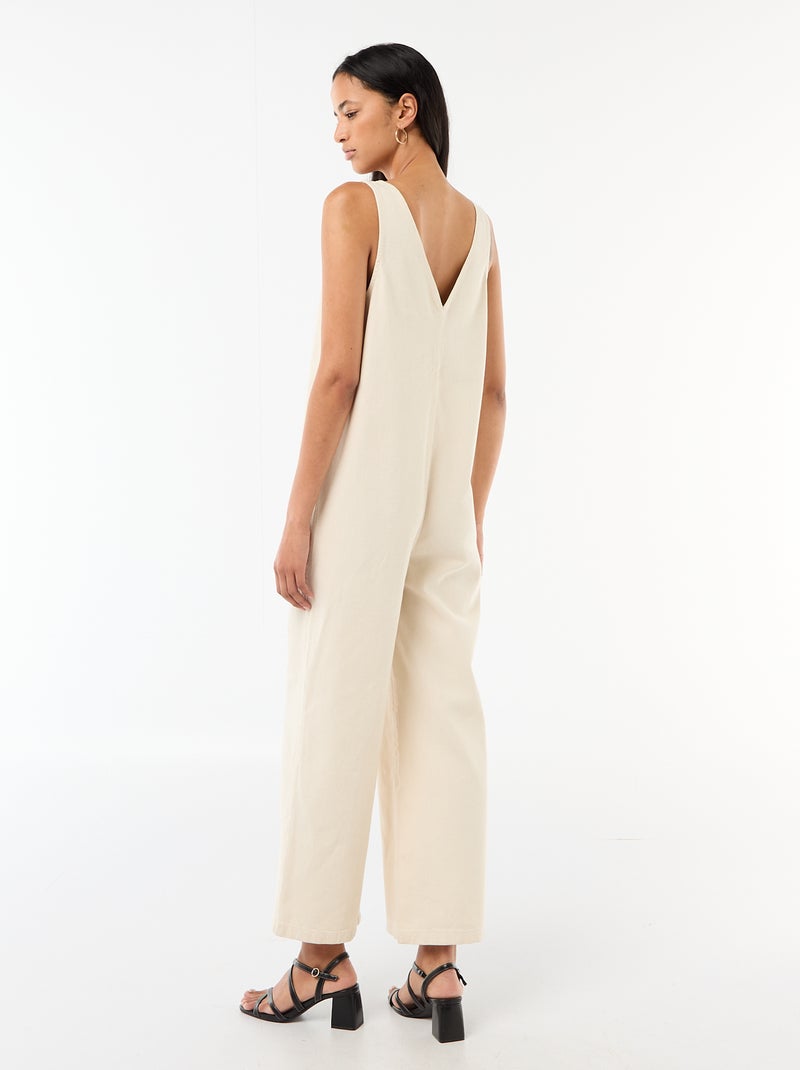 Sleeveless Wide-Leg Jumpsuit White - Kiabi