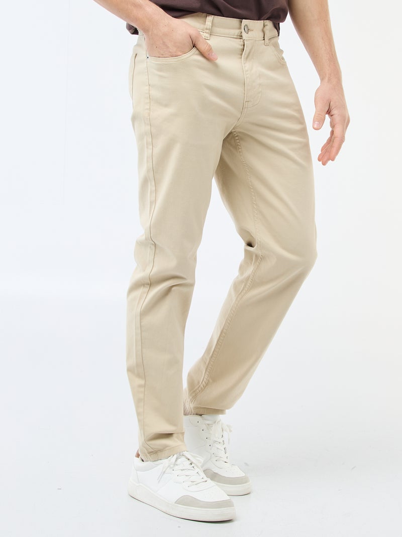Slim 5-pocket chinos - L32 Beige - Kiabi