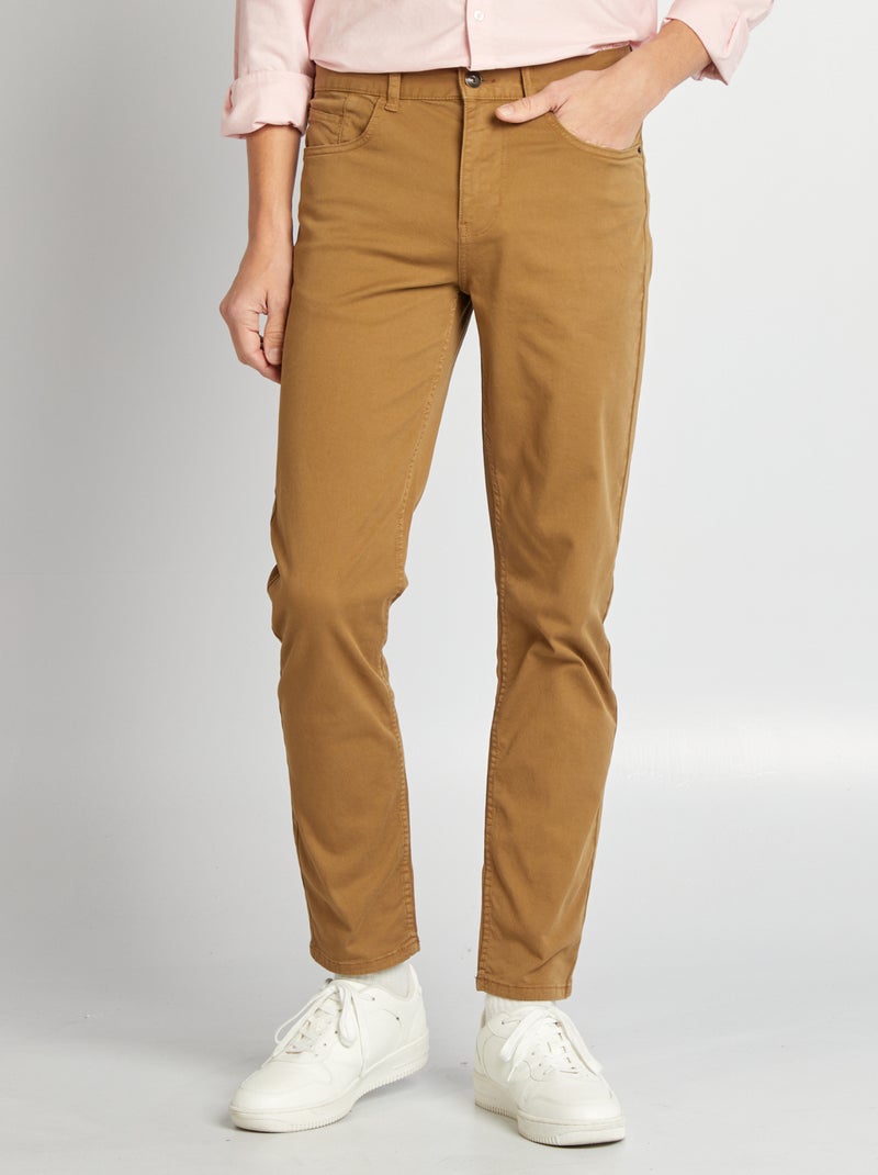 Slim-Chino mit 5 Taschen - L32 Braun - Kiabi
