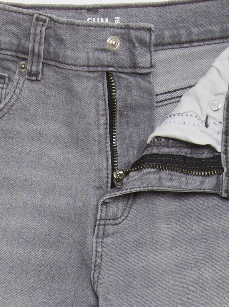 Slim-Fit Jeans mit verstellbarem Bund Hellgrau - Kiabi