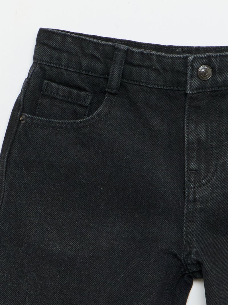 Slim Fit Stretch Cotton Denim Bermuda Shorts Black - Kiabi