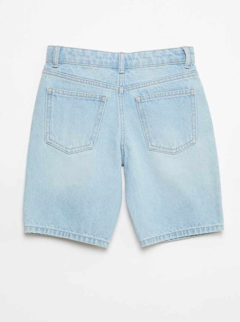 Slim Fit Stretch Cotton Denim Bermuda Shorts Sky blue - Kiabi