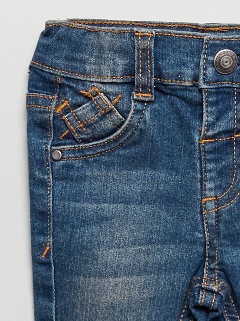 Slim-Fit Stretch-Jeans mit verstellbarem Bund Dunkelblau - Kiabi