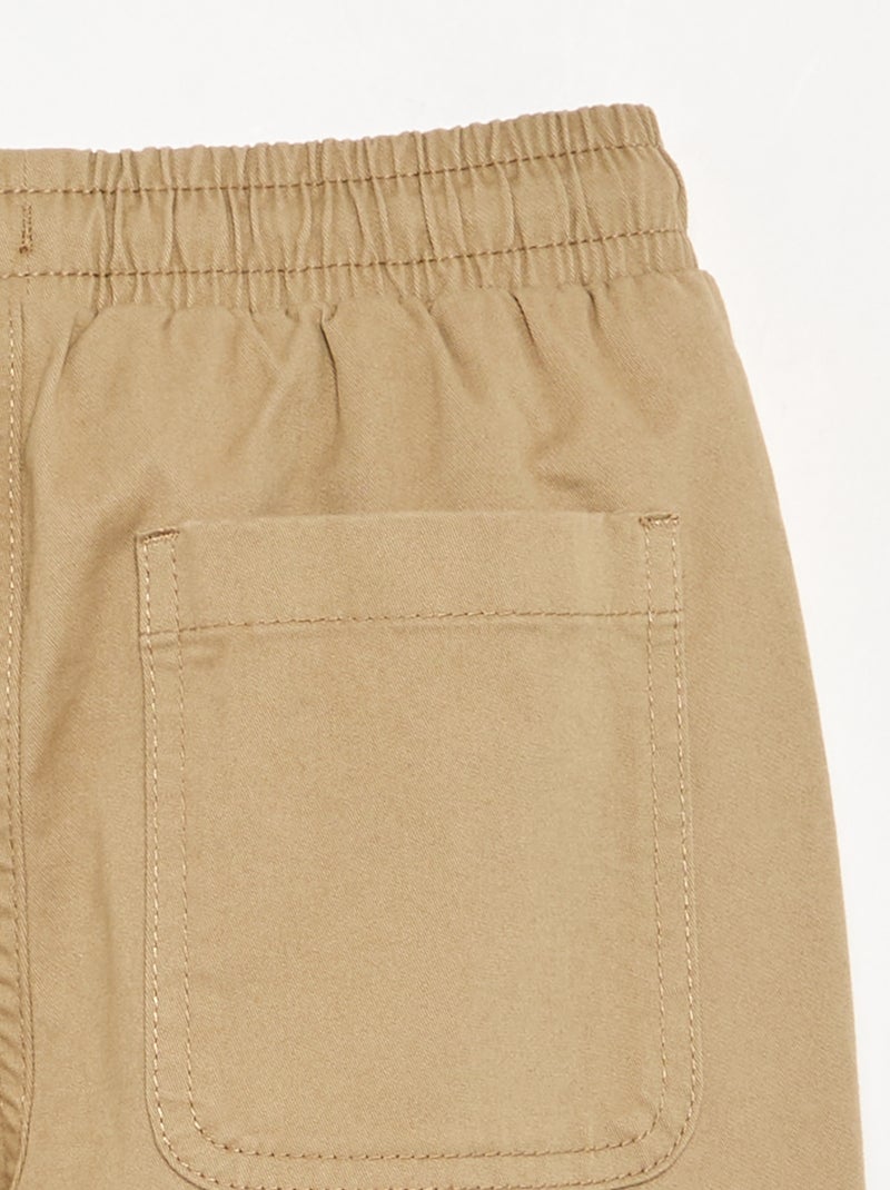 Slim Fit Twill Jogger Pants Beige - Kiabi