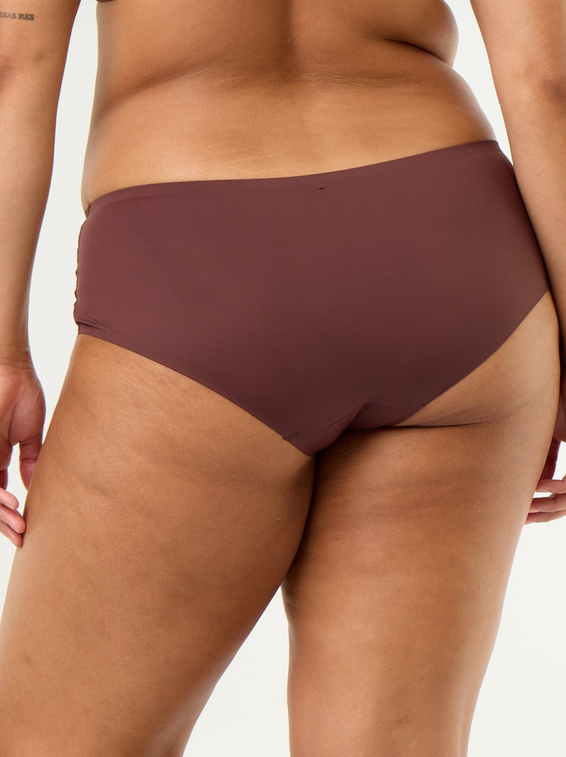 Slip a vita alta in microfibra con pizzo Marrone - Kiabi