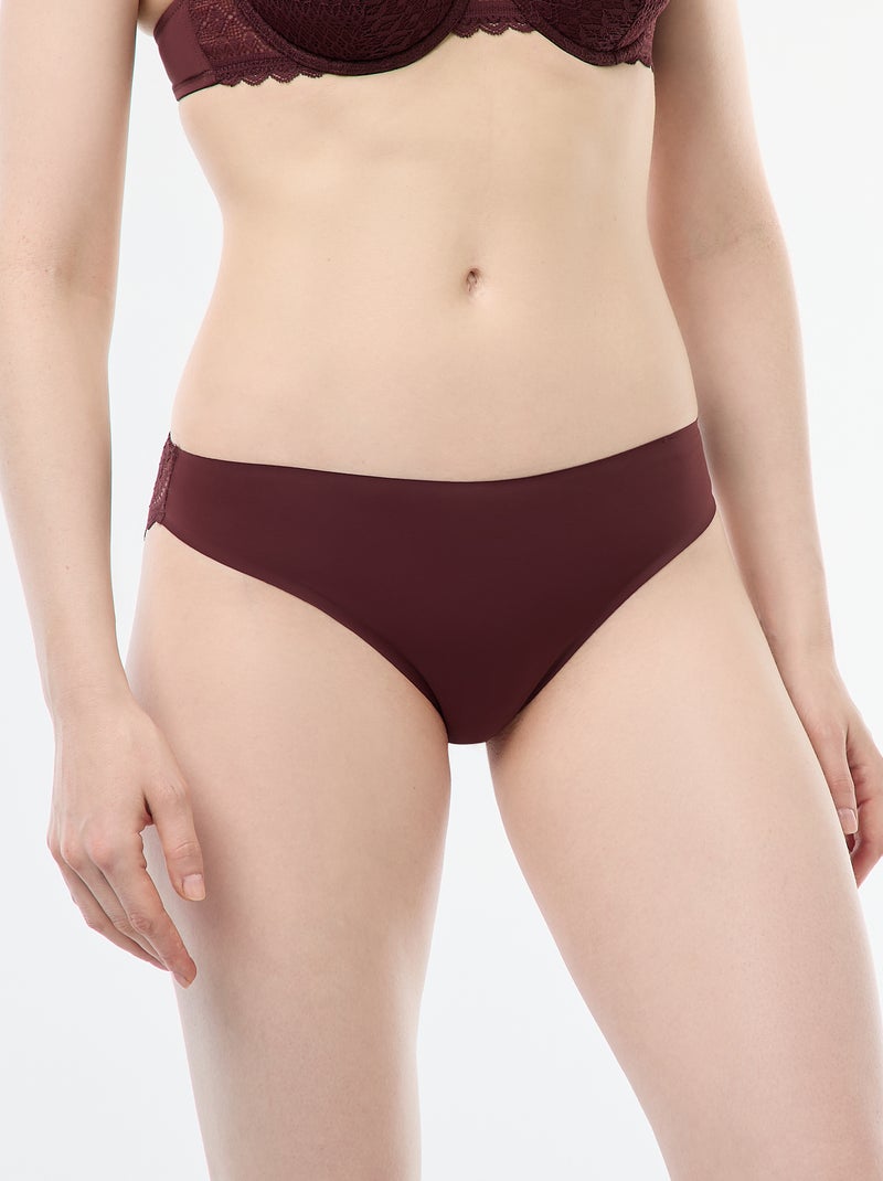 Slip aus Mikrofaser und Spitze Bordeaux - Kiabi