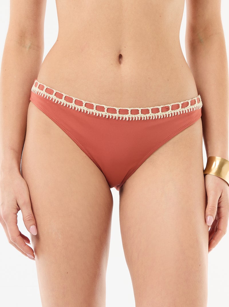 Slip da bagno con bordi in macramè Arancione - Kiabi
