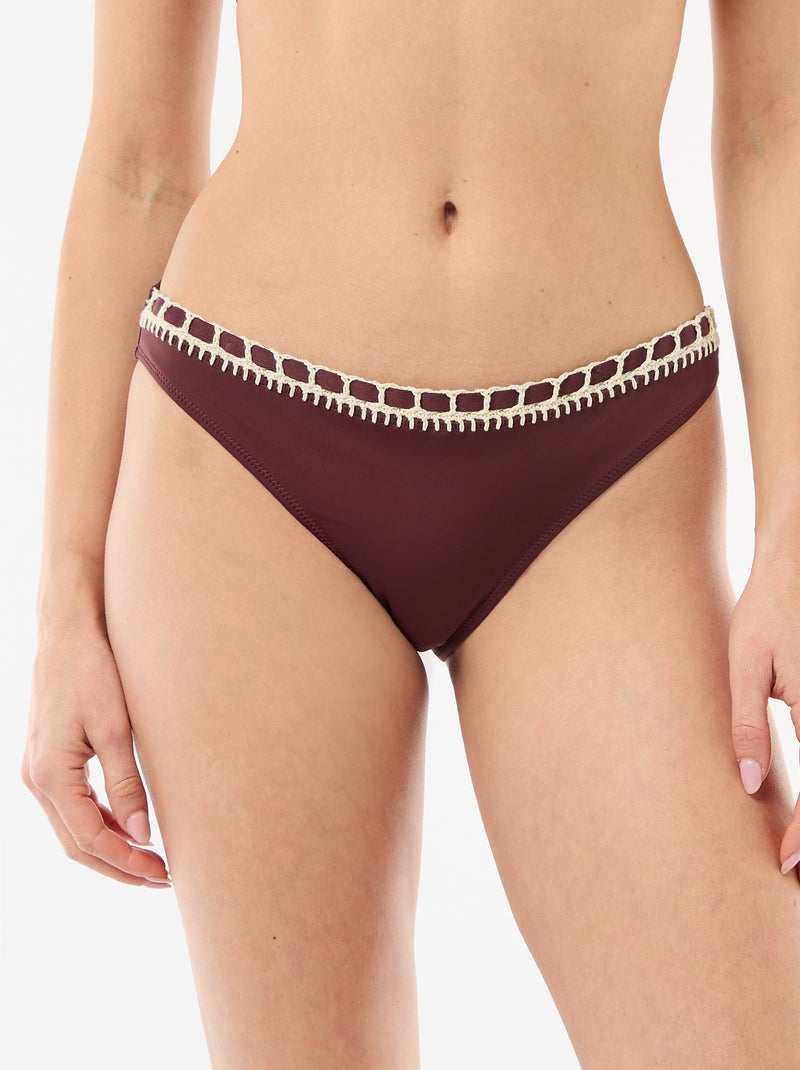 Slip da bagno con bordi in macramè Marrone - Kiabi
