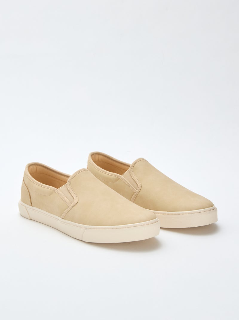 Slip-on suede-effect trainers Beige - Kiabi