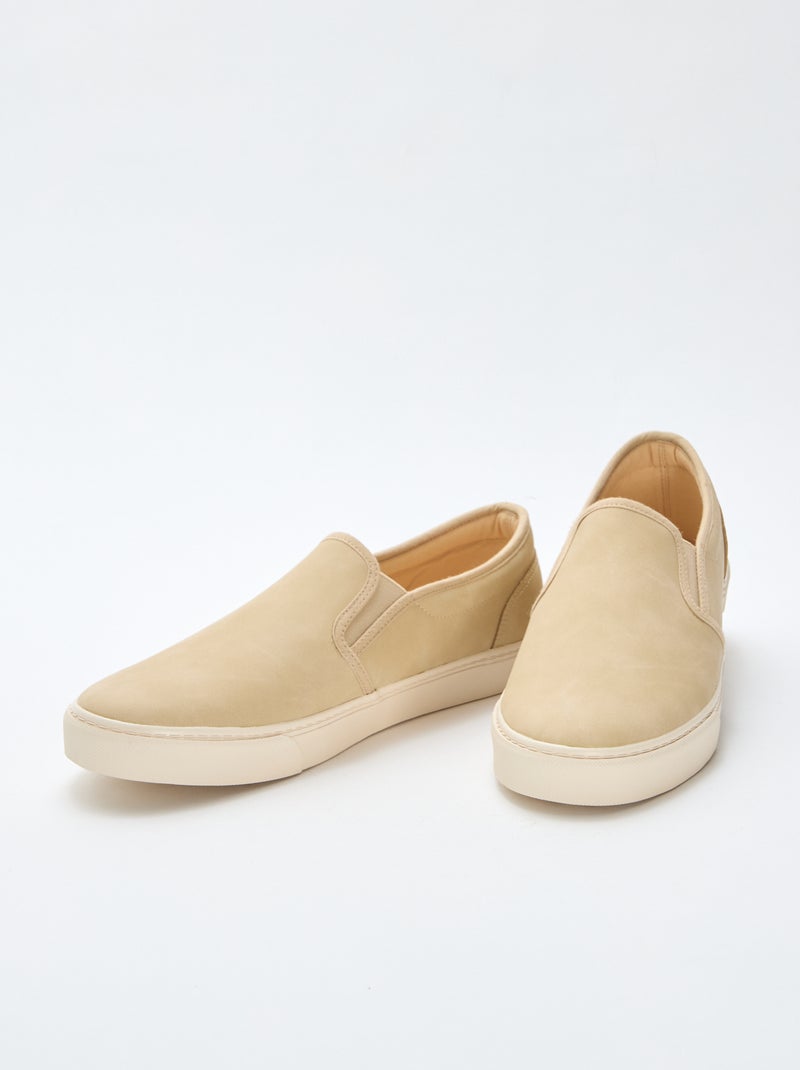 Slip-on suede-effect trainers Beige - Kiabi