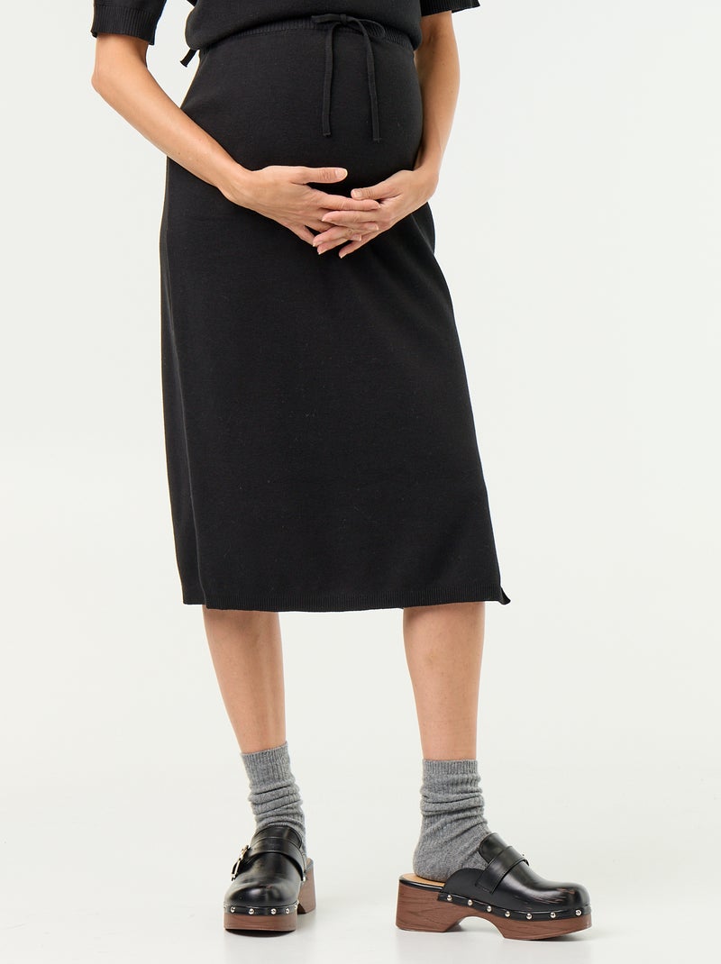 Slit Knit Maternity Skirt Black - Kiabi