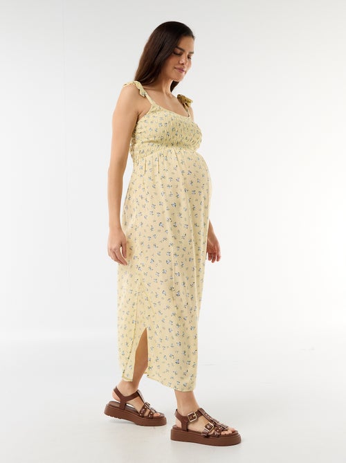 Smocked Long Maternity Dress - Kiabi Smocked Long Maternity Dress - Kiabi