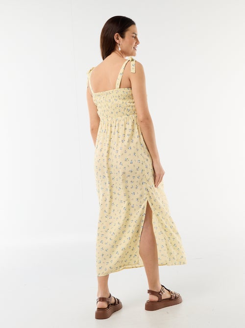 Smocked Long Maternity Dress - Kiabi Smocked Long Maternity Dress - Kiabi