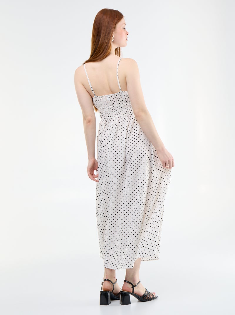 Smocked midi dress White - Kiabi