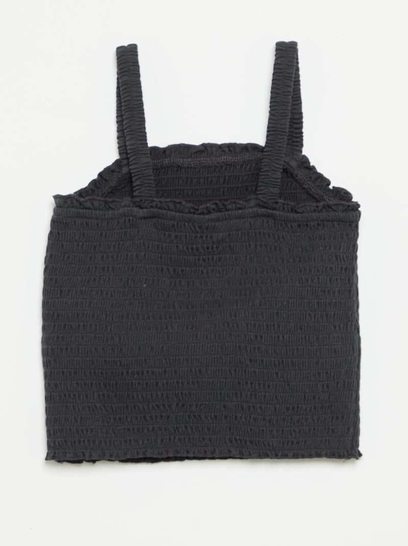 Smocked Strappy T-shirt Black - Kiabi