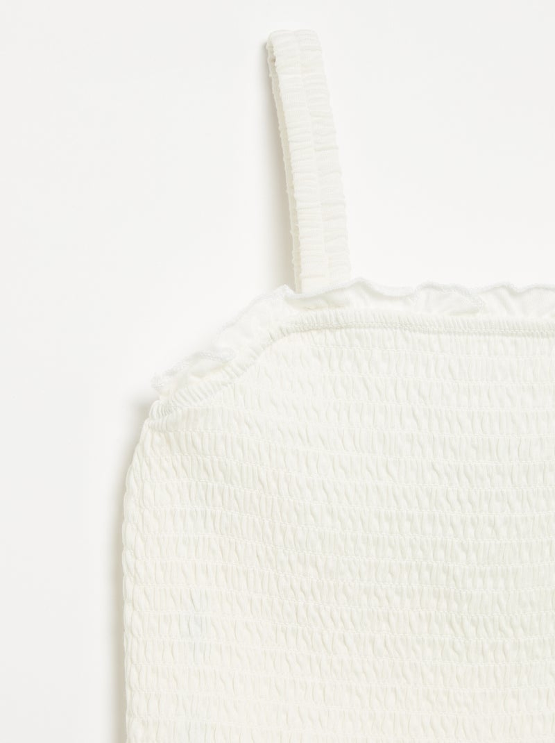 Smocked Strappy T-shirt White - Kiabi