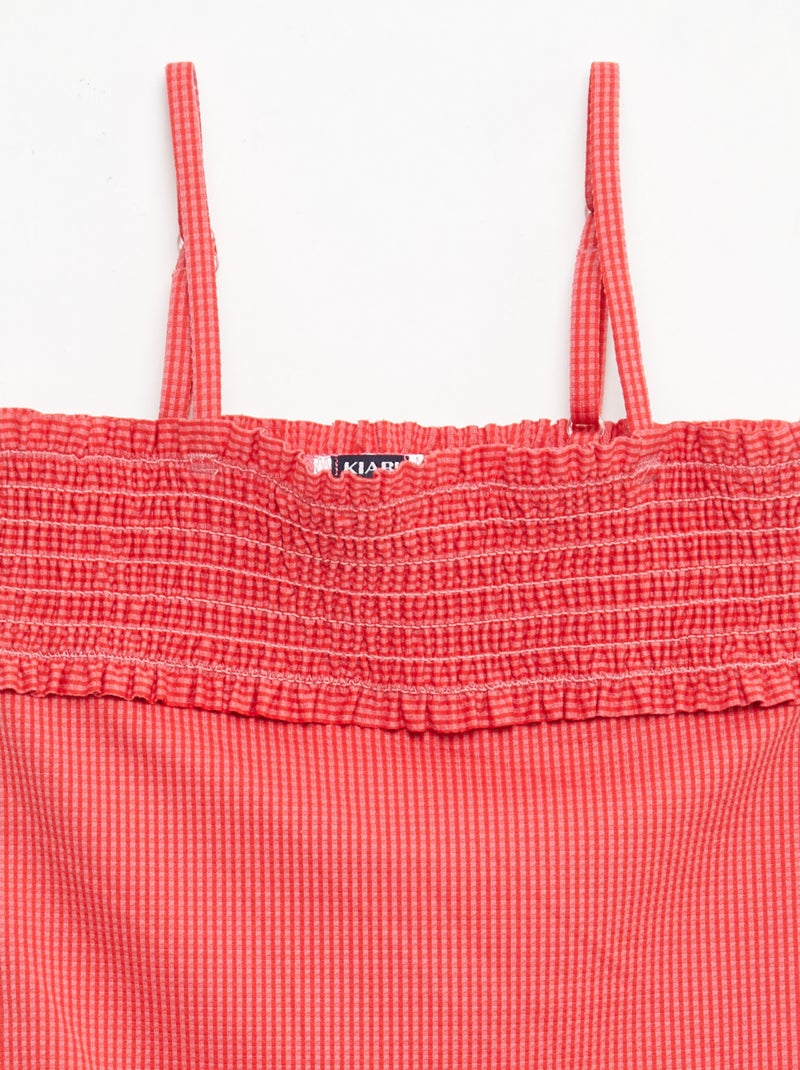 Smocked Swimsuit + Scrunchie - One-Piece Red - Kiabi