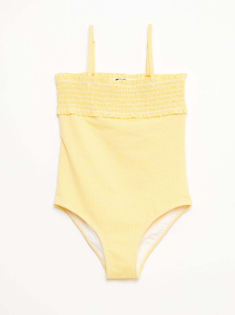 Smocked Swimsuit + Scrunchie - One-Piece Yellow - Kiabi