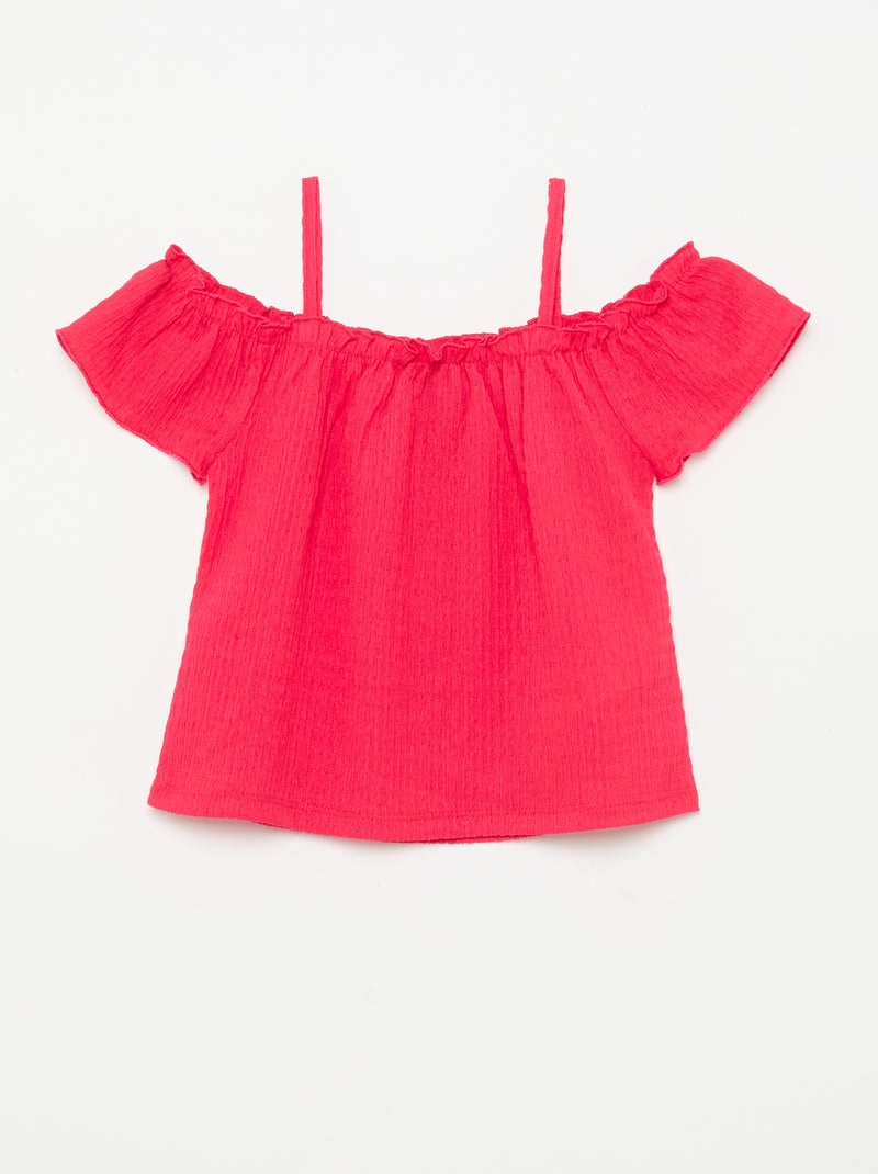 Smocked top with thin straps Pink - Kiabi