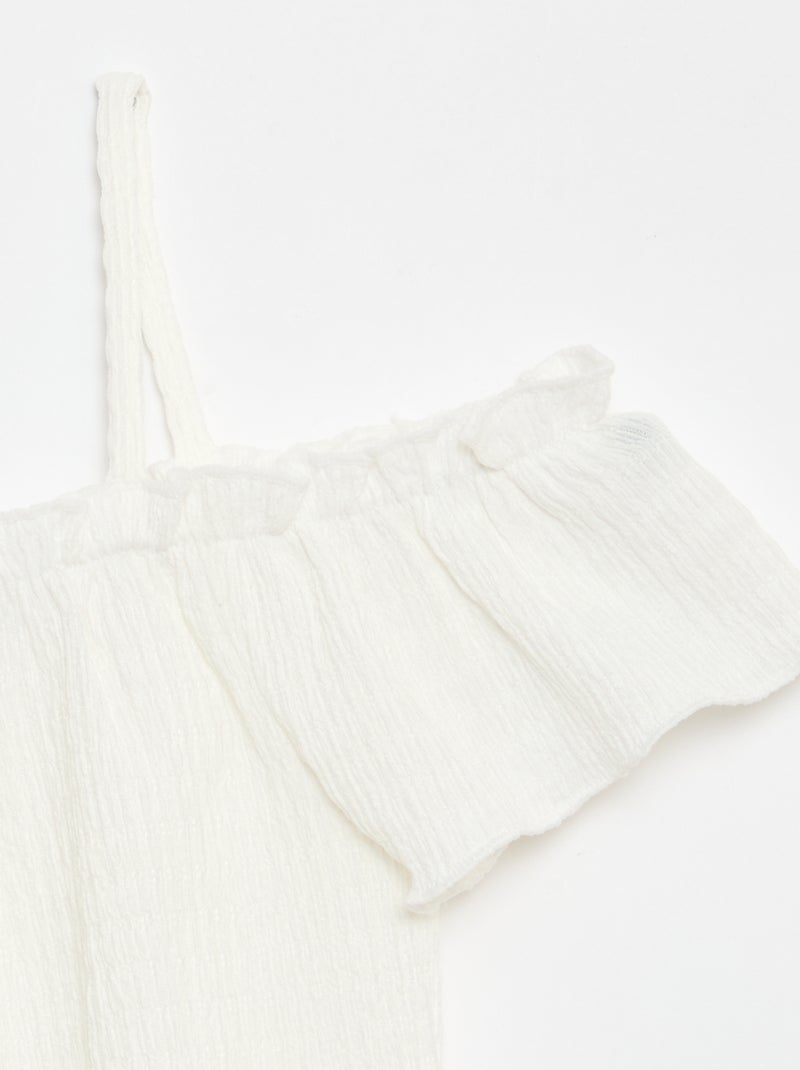 Smocked top with thin straps White - Kiabi