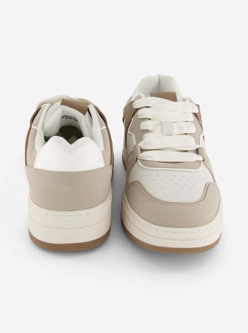 Sneaker aus Kunstleder Beige - Kiabi