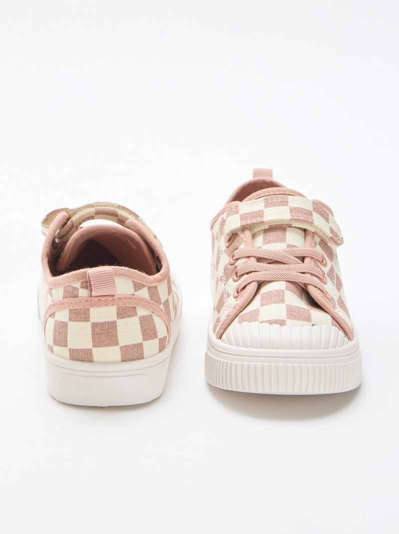 Sneakers aus Canvas mit Schachbrettmuster Rosa - Kiabi