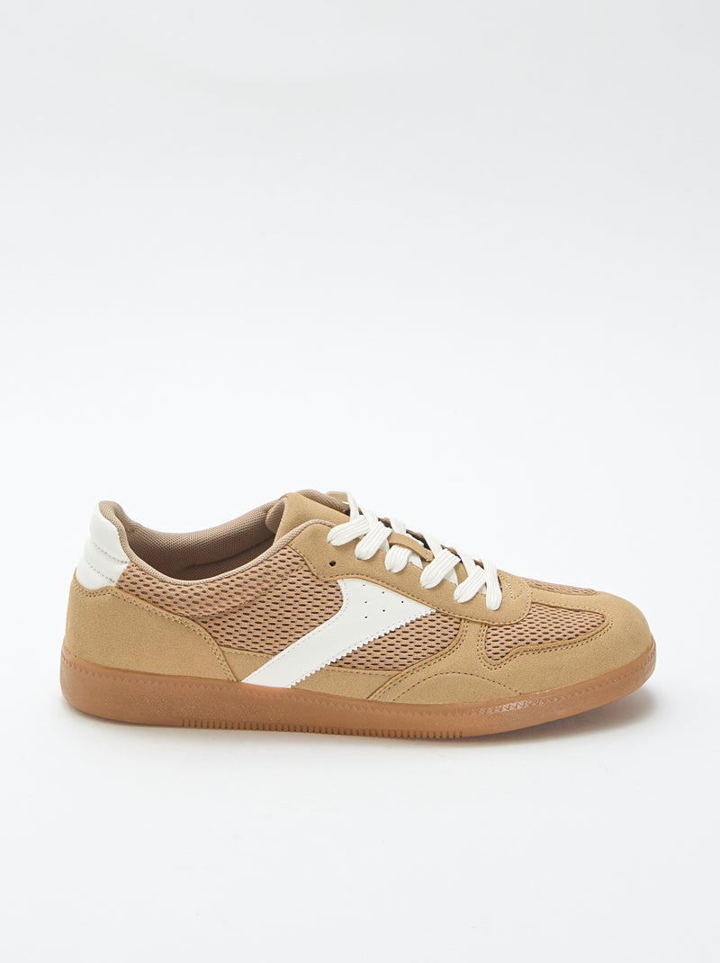 Sneakers basse con dettagli in tessuto Marrone - Kiabi
