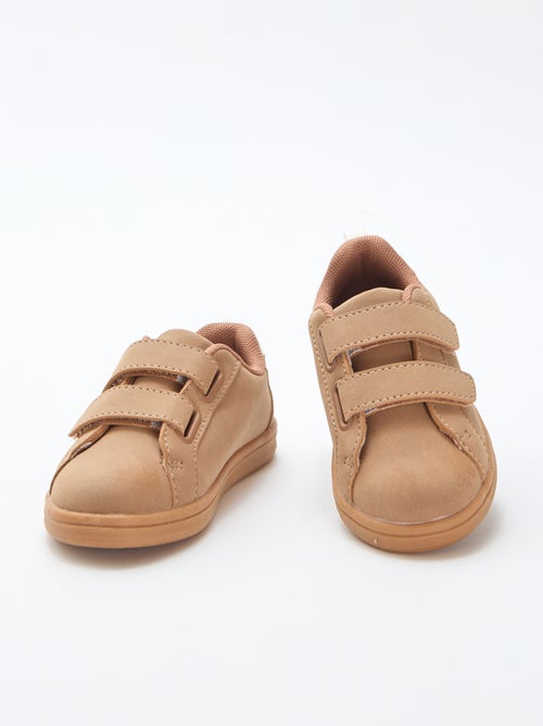 Sneakers basse con velcro in ecopelle scamosciata bicolore - Kiabi