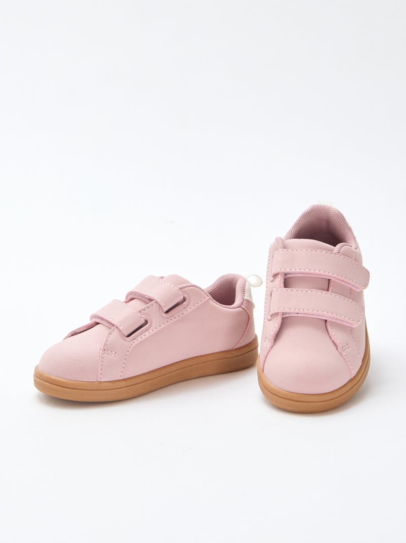 Sneakers basse con velcro in suede bicolore Rosa - Kiabi