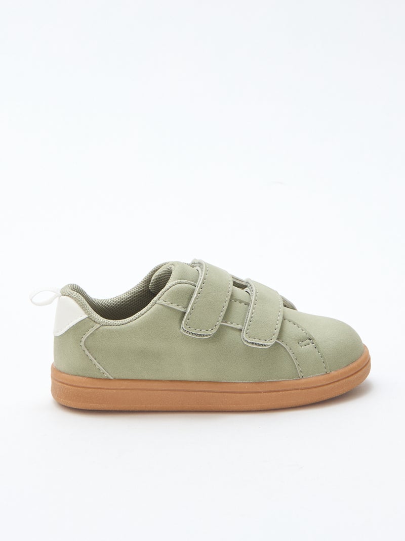 Sneakers basse con velcro in suede bicolore Verde - Kiabi