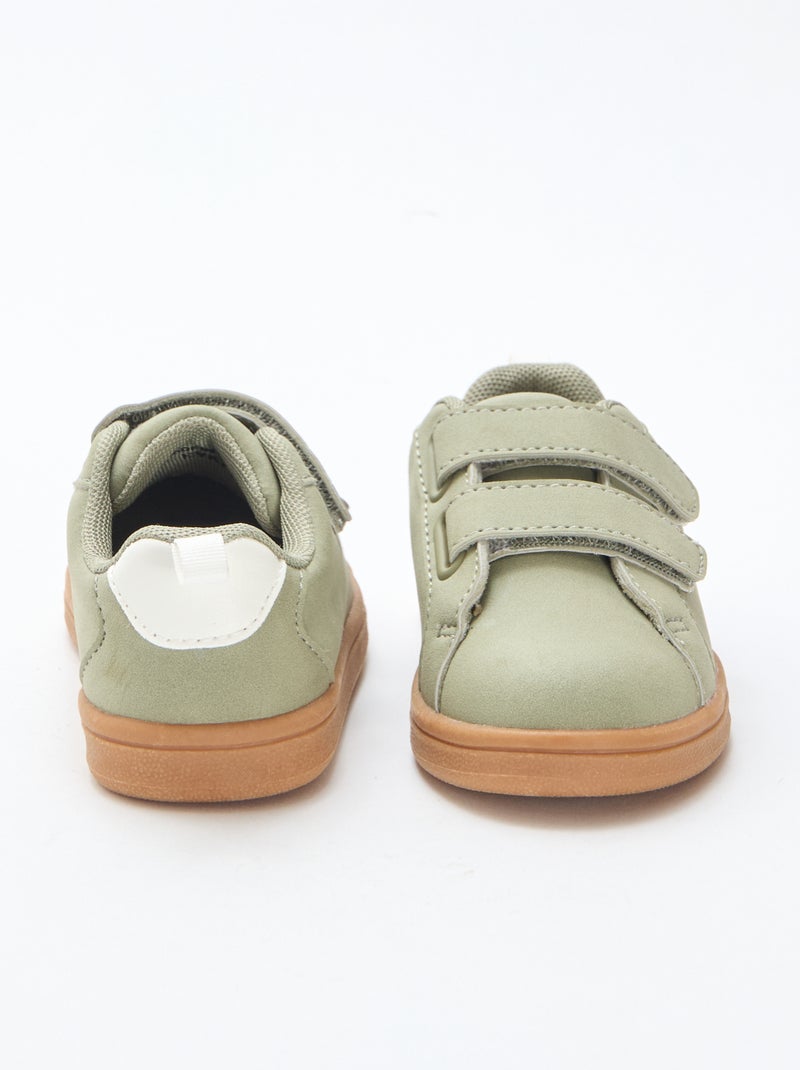 Sneakers basse con velcro in suede bicolore Verde - Kiabi