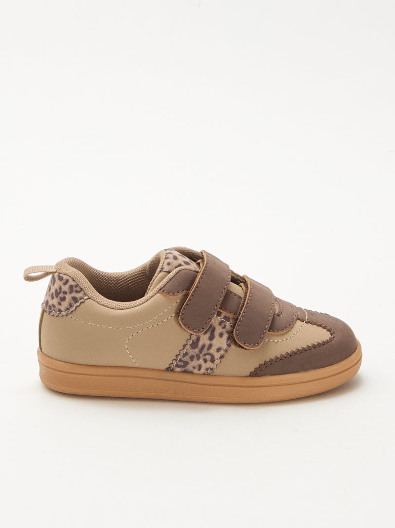 Sneakers basse con velcro Marrone - Kiabi