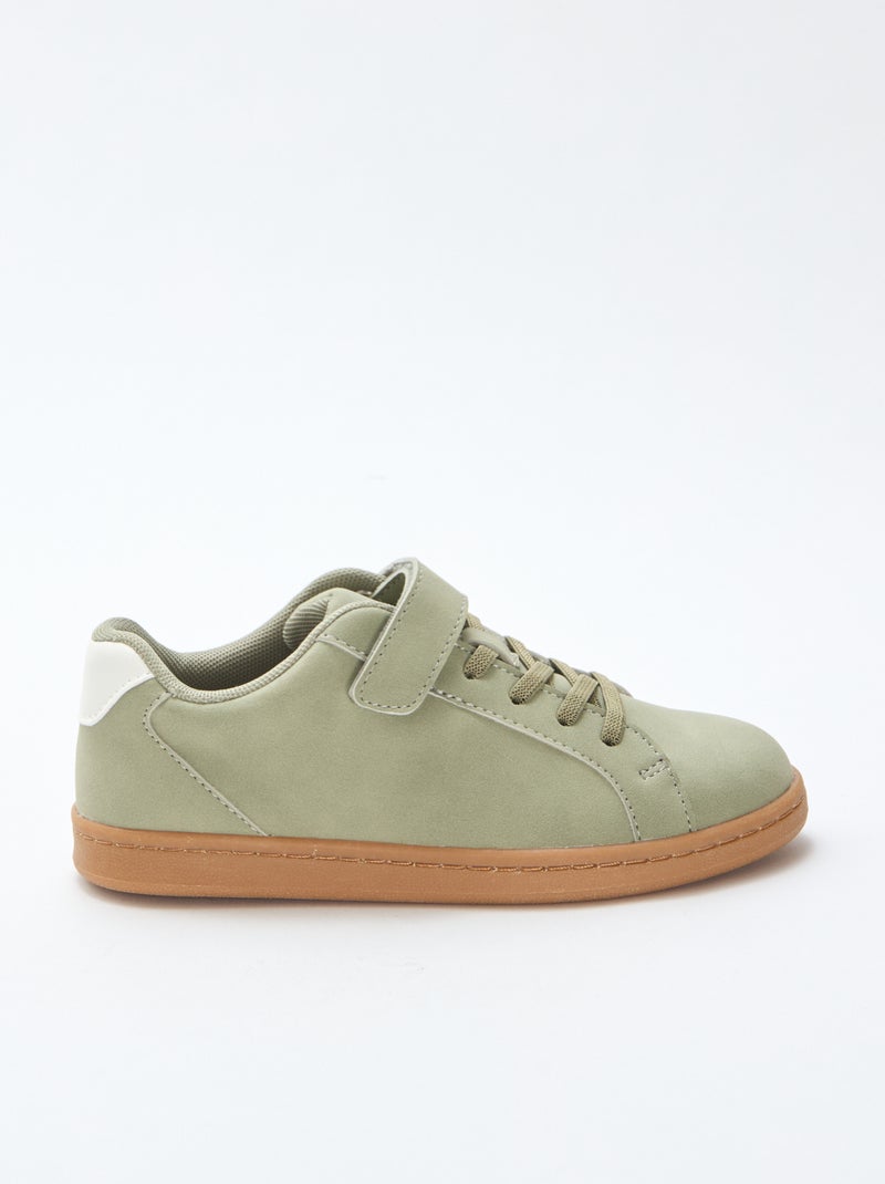 Sneakers basse in simil suede bicolore Verde - Kiabi