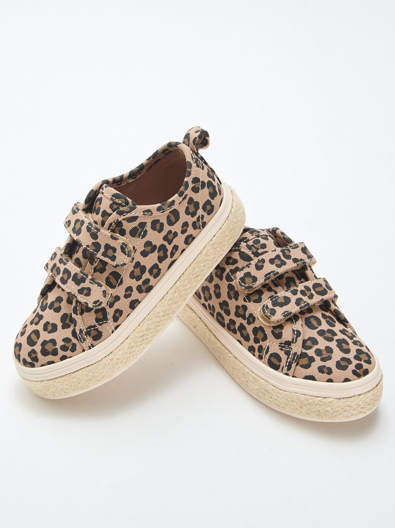 Sneakers basse in tela con suola in corda Marrone - Kiabi