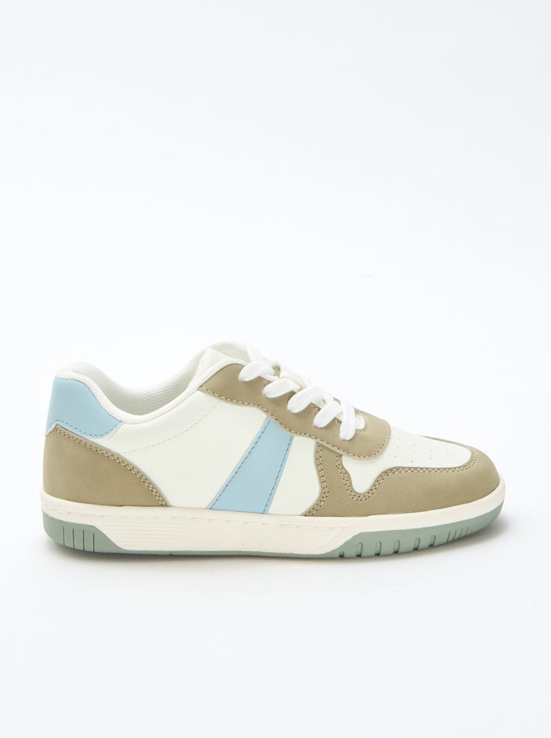 Sneakers basse rinforzate tricolore Kaki - Kiabi