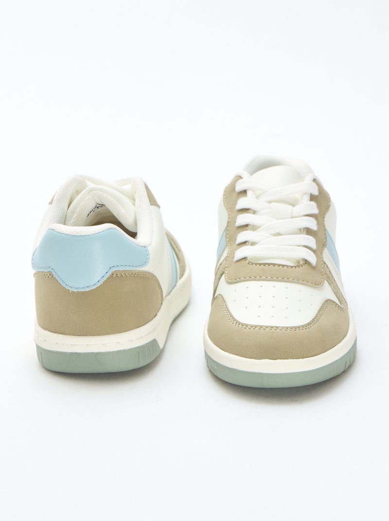 Sneakers basse rinforzate tricolore Kaki - Kiabi