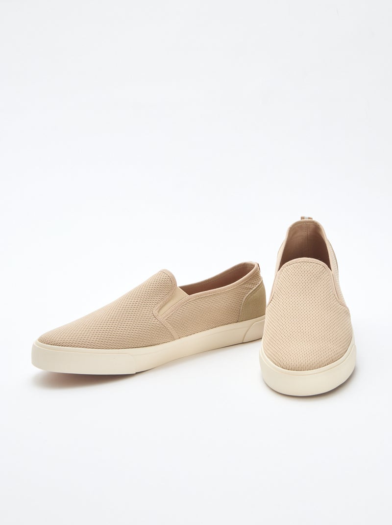 Sneakers basse slip-on in mesh Beige - Kiabi