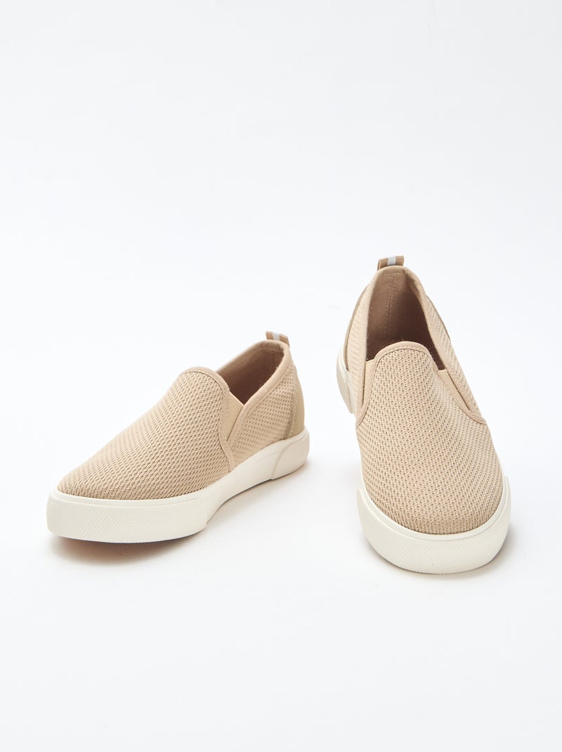 Sneakers basse slip-on in mesh tinta unita Beige - Kiabi
