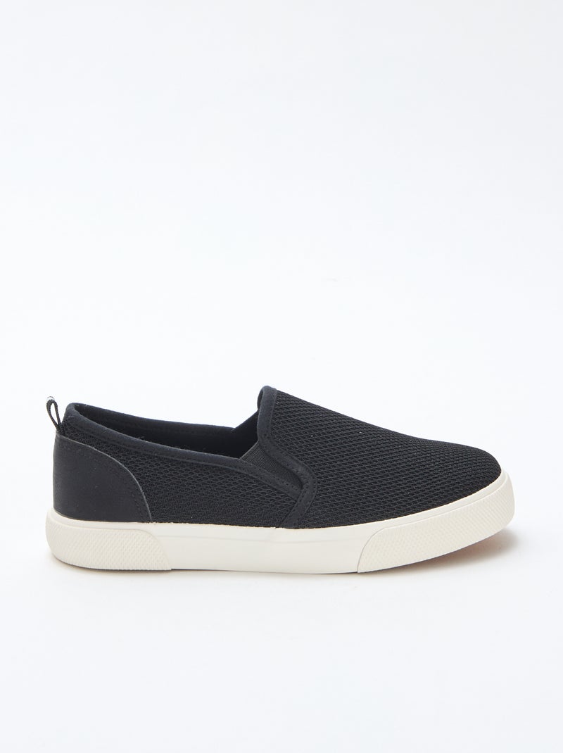 Sneakers basse slip-on in mesh tinta unita Nero - Kiabi
