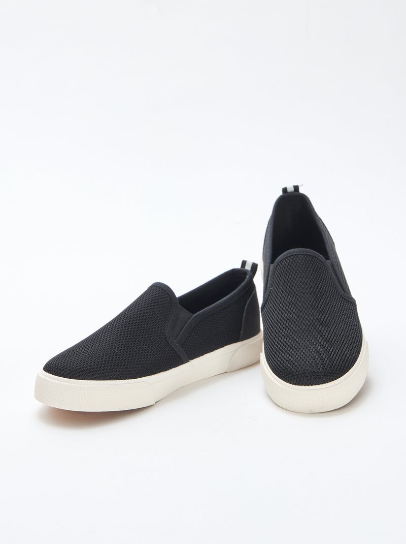 Sneakers basse slip-on in mesh tinta unita Nero - Kiabi