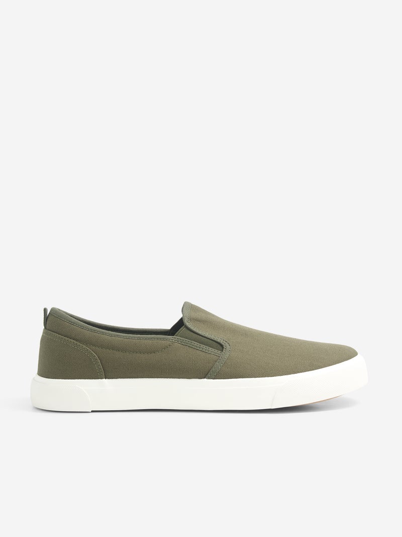 Sneakers basse slip-on Kaki - Kiabi