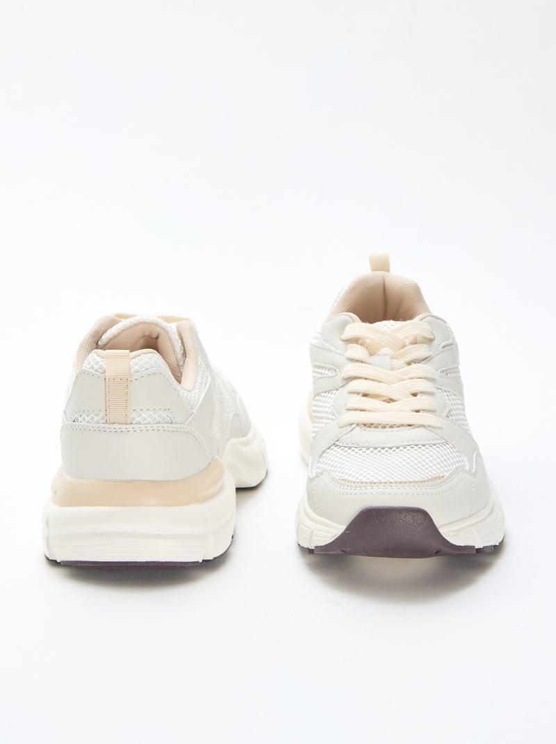 Sneakers basse stile running Beige - Kiabi