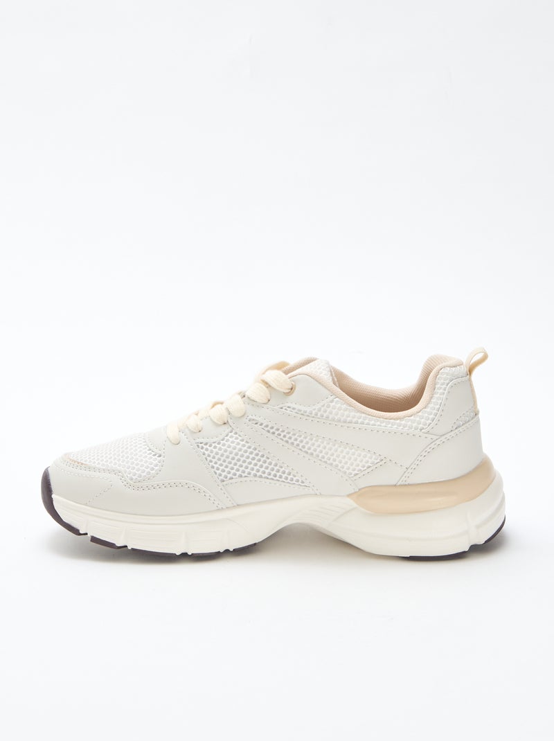 Sneakers basse stile running Beige - Kiabi